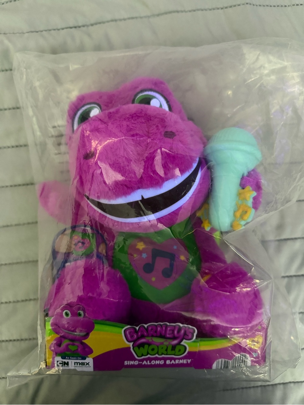 Fisher-Price Barney Sing-Along Plush - Purple with Green and Light Blue